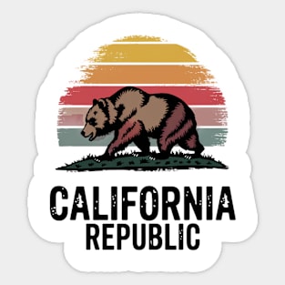 California Republic Pride, Iconic Grizzly Bear and State Flag Inspired Sticker